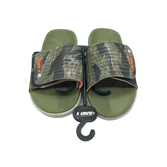 And1 Boys Nothin But Net Slide Sandals Camouflage Green 13 - Picture 2 of 4